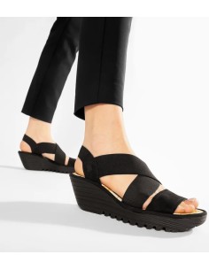 sandalia cuña YAJI serie Yellow_Fly London_ yellow y black 2